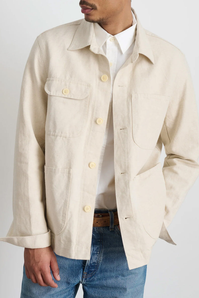 Work Jacket in Linen Canvas in Natural