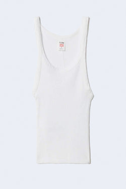 Cropped Ribbed Tank in Optic White