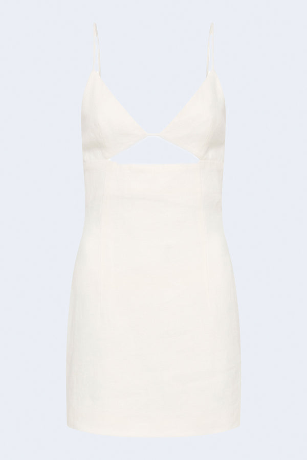 Linen Bra Mini Dress in Ivory