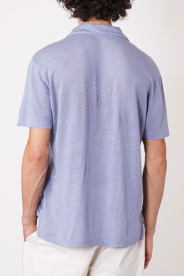 Simon Piece Dyed French Linen Tee in Moody Blue
