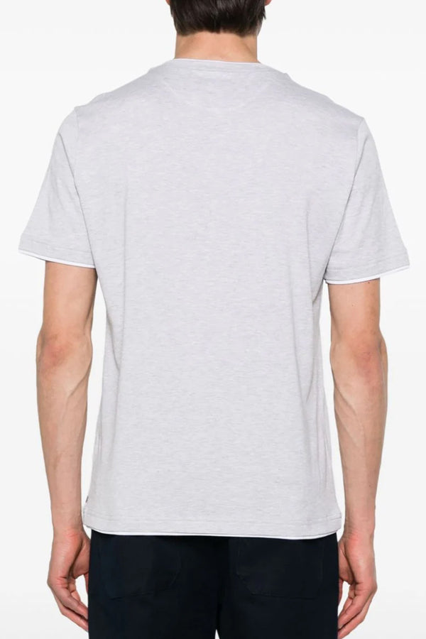 Giza Cotton T-Shirt W/ White Collar in Med Grey