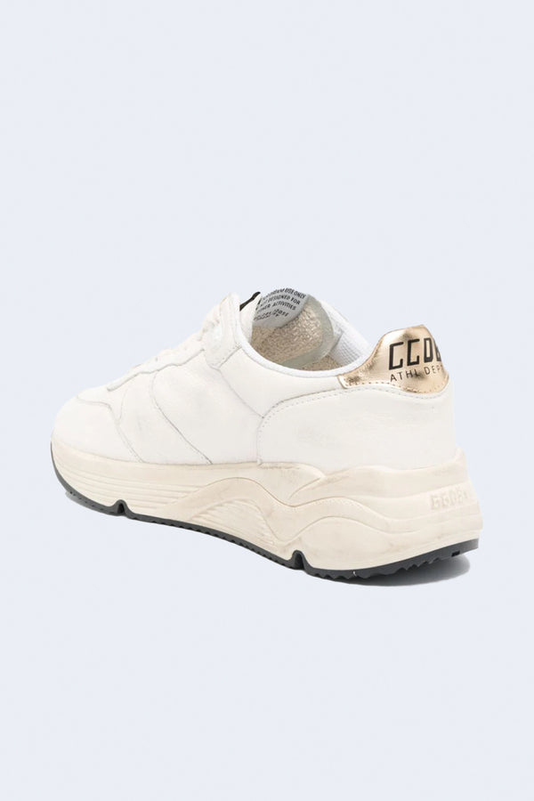Women's Running Nappa Upper Laminated Star And Heel Sneakers in White/Silver/Gold
