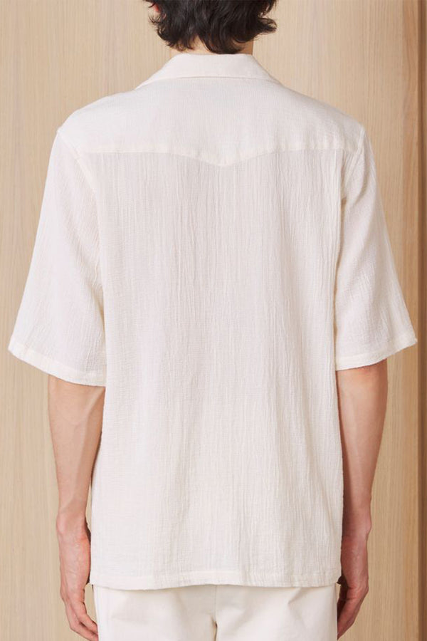 Eren Short Sleeve Weave Shirt in Ecru