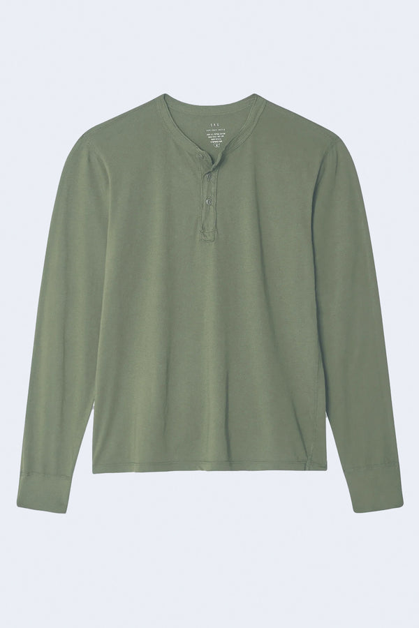 Long Sleeve Supima Jersey Henley in Sprout