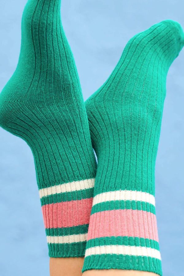 Striped Cashmere Wool Socks in Green