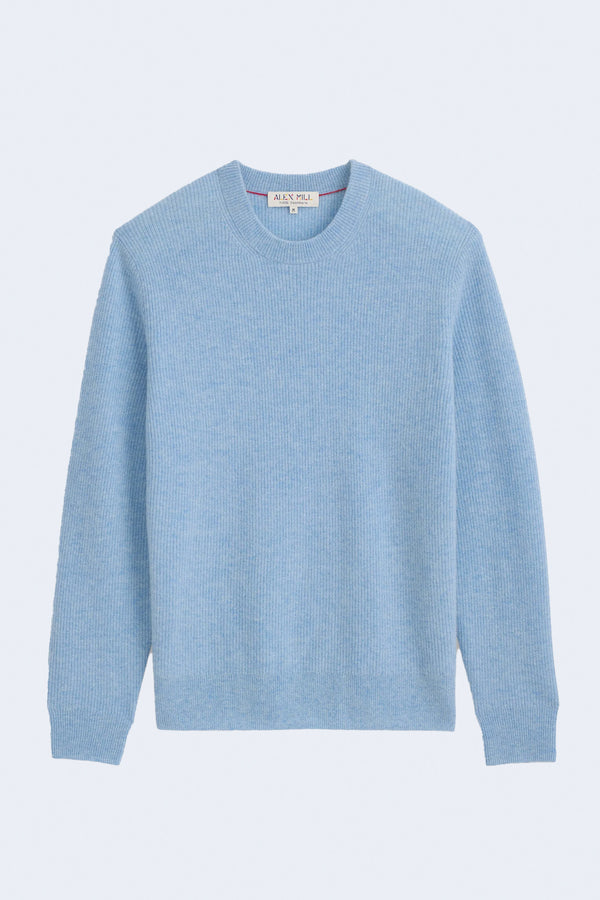 Jordan Sweater In Lightweight Cashmere in Frost Blue