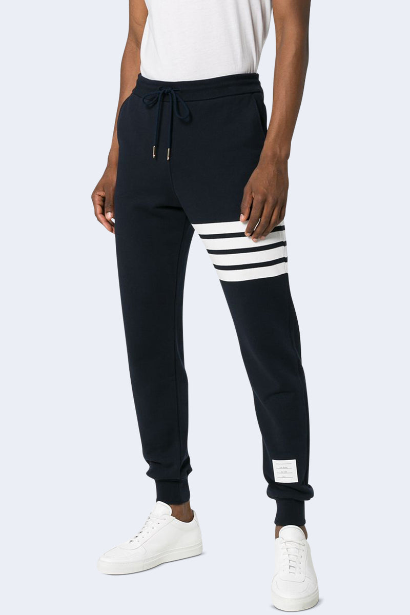 Classic Loop Back Sweatpant with Engineered 4 Bar Stripe in Navy