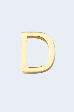 "D" Alphabet Letter Stud Earrings in Yellow Gold