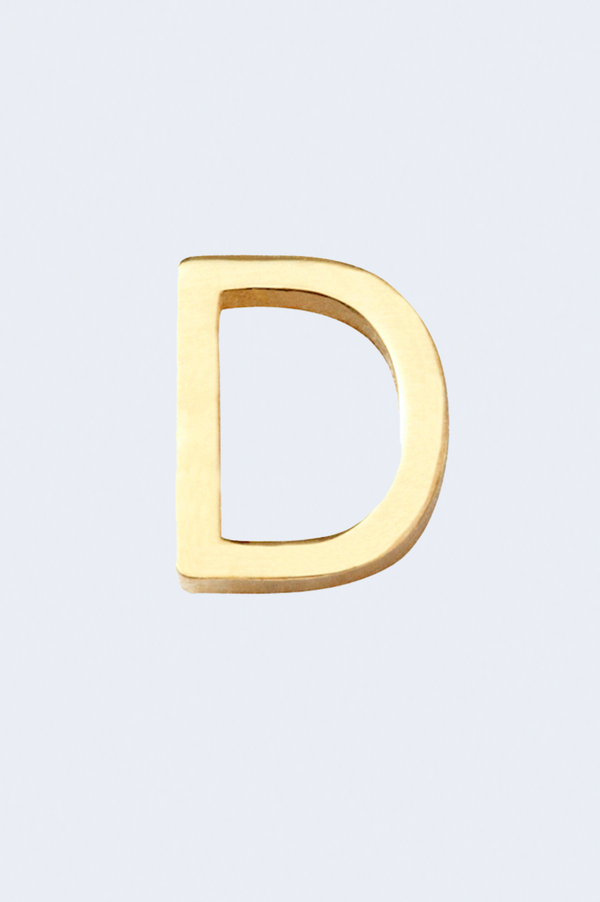 "D" Alphabet Letter Stud Earrings in Yellow Gold