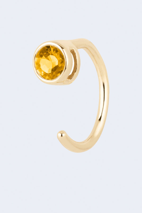 Citrine Gemstone Single Huggie Hoop Earring in Yellow Gold