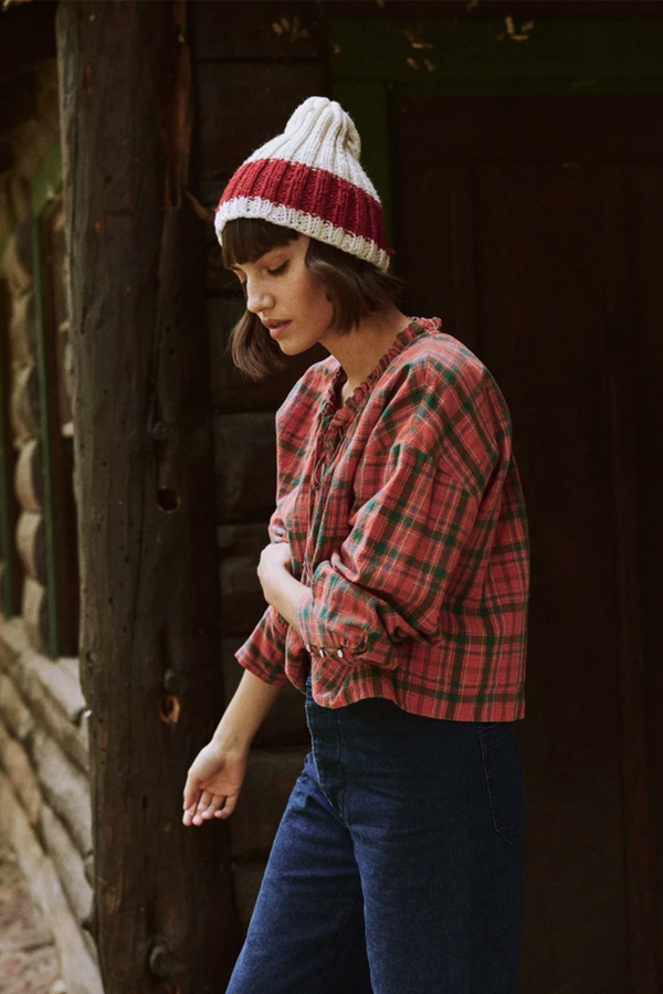 The Forage Top in Holly Plaid