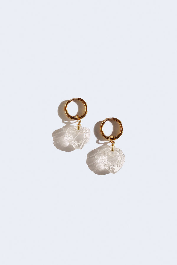 Cuore Gold Plated Hoop Earrings in Clear