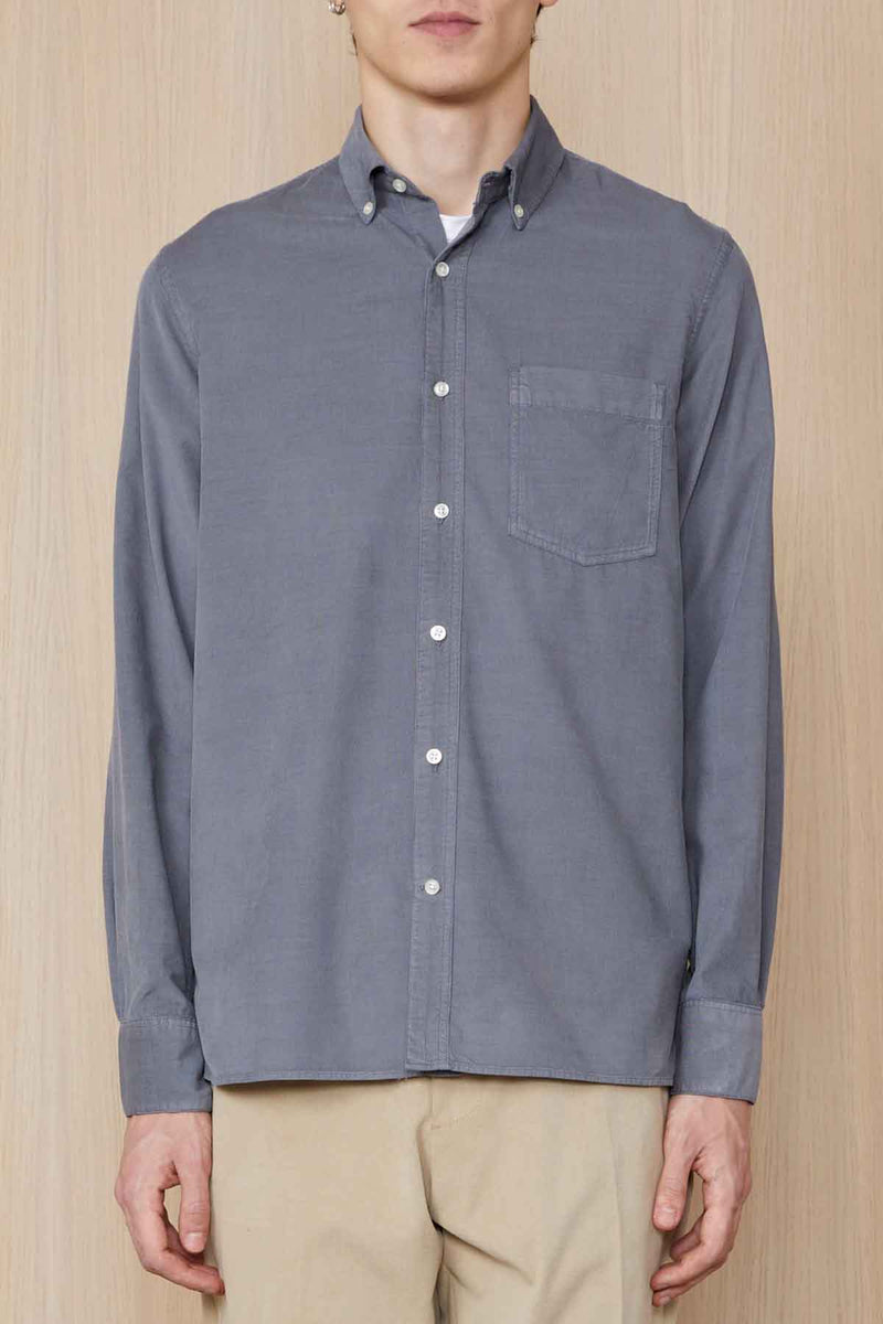 Arsene Gmtdye Italian Cotton Tncl Cord Shirt in Mid Grey