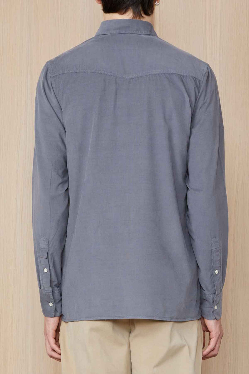 Arsene Gmtdye Italian Cotton Tncl Cord Shirt in Mid Grey