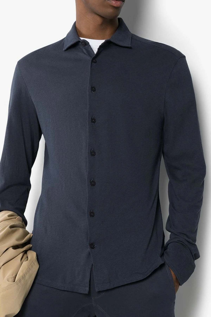 Marcio Linen Blend Jersey Shirt in Ink