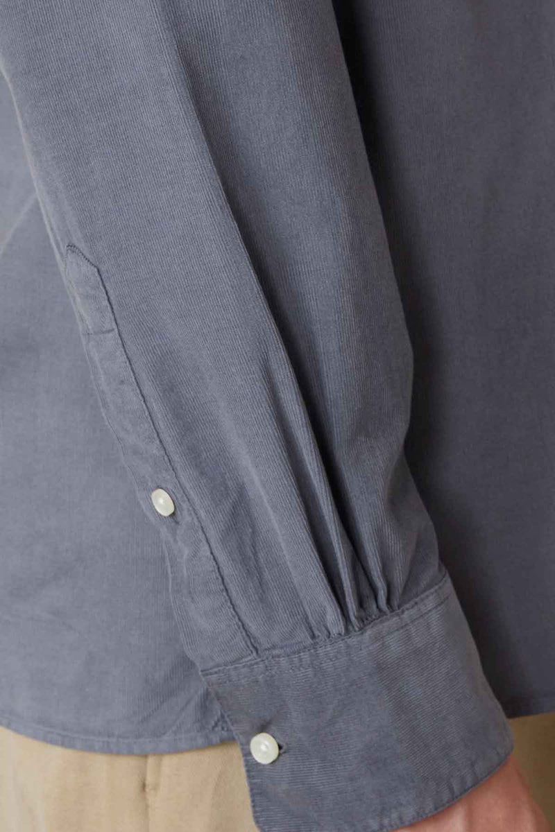 Arsene Gmtdye Italian Cotton Tncl Cord Shirt in Mid Grey