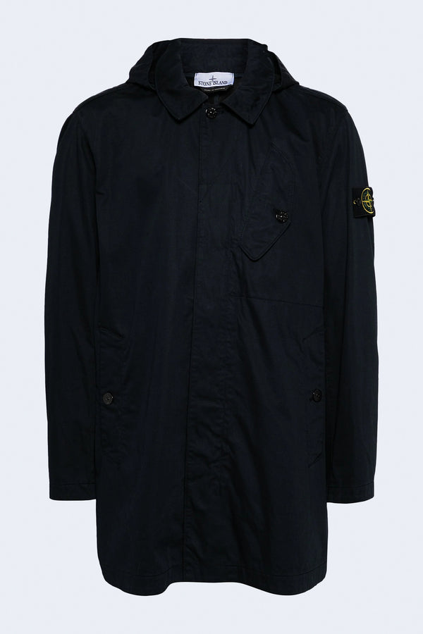 Giaccone Mid Length Cotton Jacket in Navy Blue