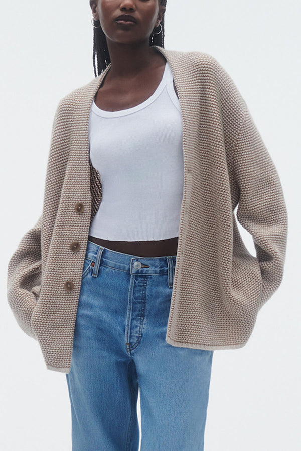 Boucle Everywhere Cardigan in Almond/Oatmeal