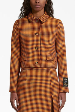 Tailored Check Jacket in Brown Check
