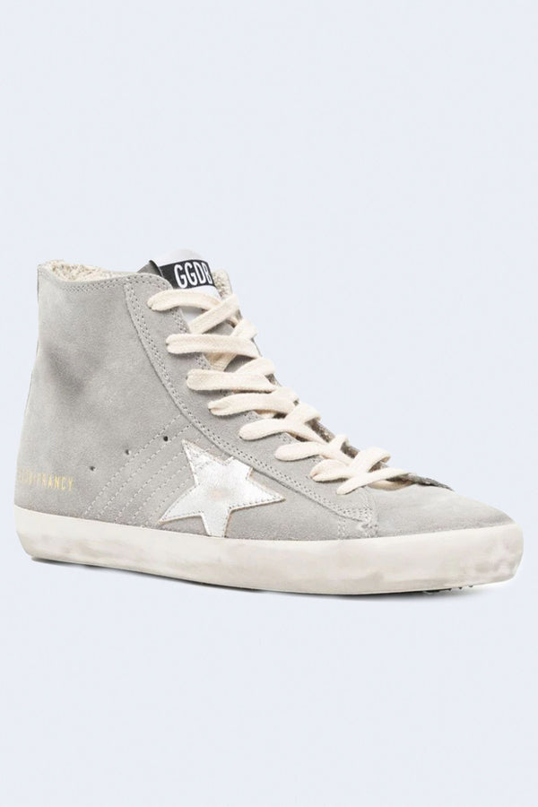 Francy Suede Upper Laminated Star Sneaker in Silver