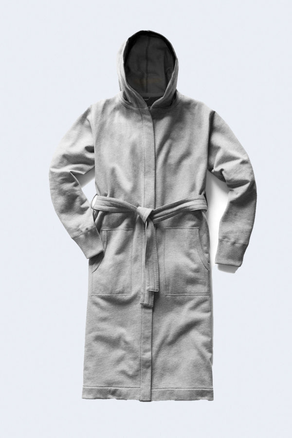 Midweight Terry Hooded Robe in Heather Grey
