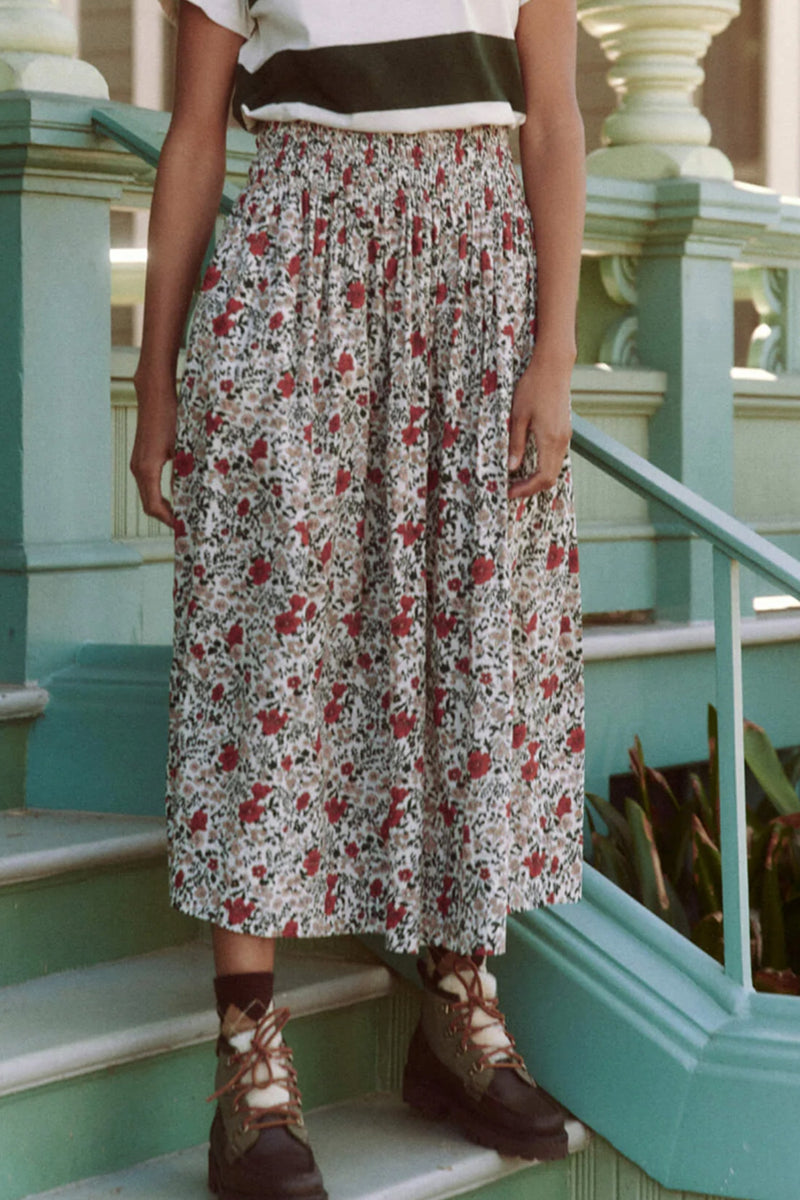 The Viola Skirt in Cream Mesa Floral