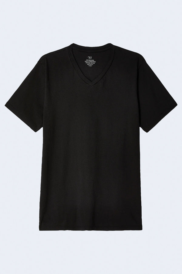 Short Sleeve Supima V-Neck Tee in Black