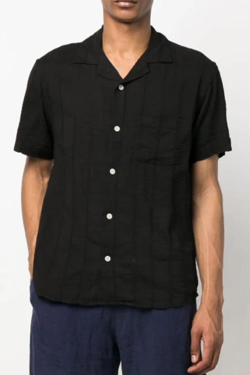 Striped Seersucker Short Sleeve in Black
