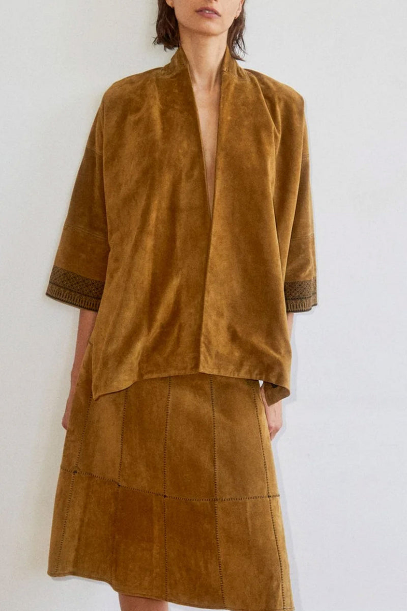 Debaun Suede Kimono in Tan