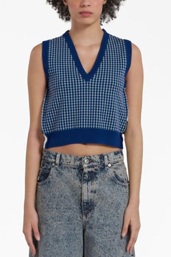 V-Neck Sweater in Blue White