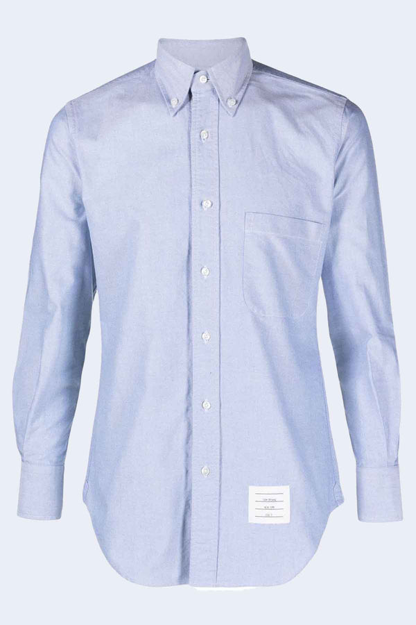 Classic Oxford Grosgrain Placket Long Sleeve Shirt in Light Blue