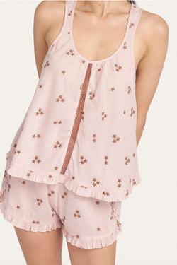 Maebelle Top And Nessa Short Cotton Set in Blush Starry Day
