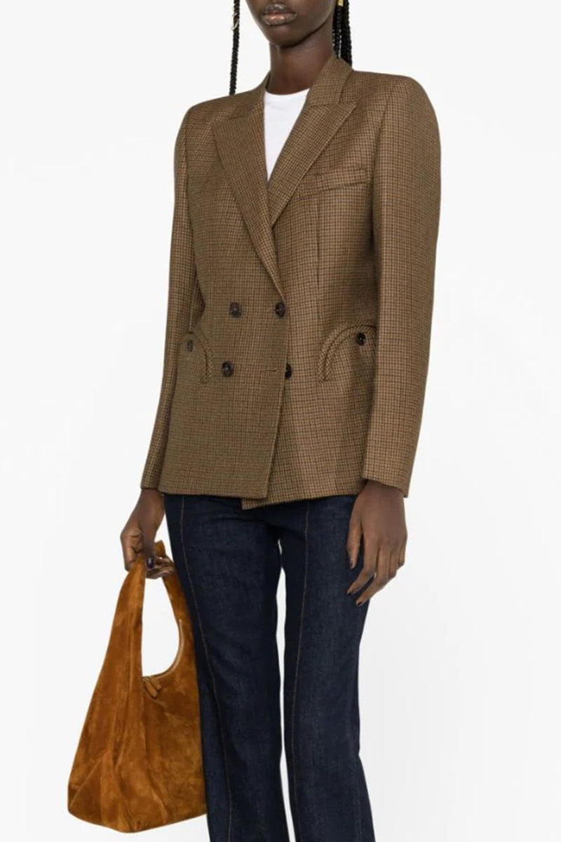 Virago Charmer Blazer in Beige And Blue