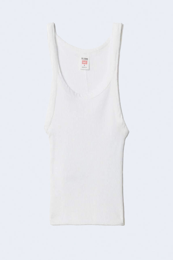 Cropped Ribbed Tank in Optic White