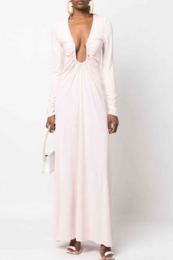 Arced Palm Long Sleeve Dress in Chalky Pink