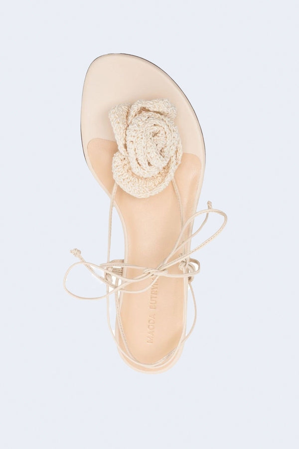 Wrap Around Crochet Flower Sandals in Cream