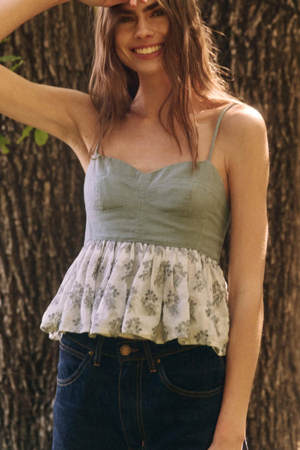 The Camelia Top in Crystal Blue