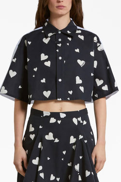 Cropped Shirt in Navy White