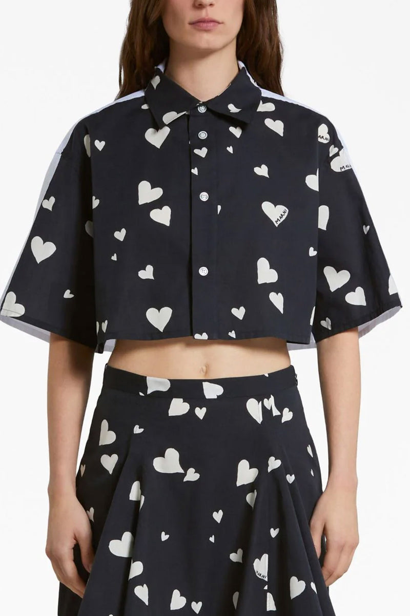 Cropped Shirt in Navy White