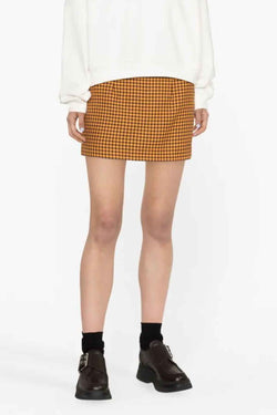 Check Mini Skirt in Brown Check