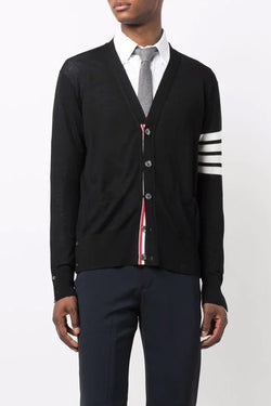Classic Merino Wool V-Neck Cardigan in Black