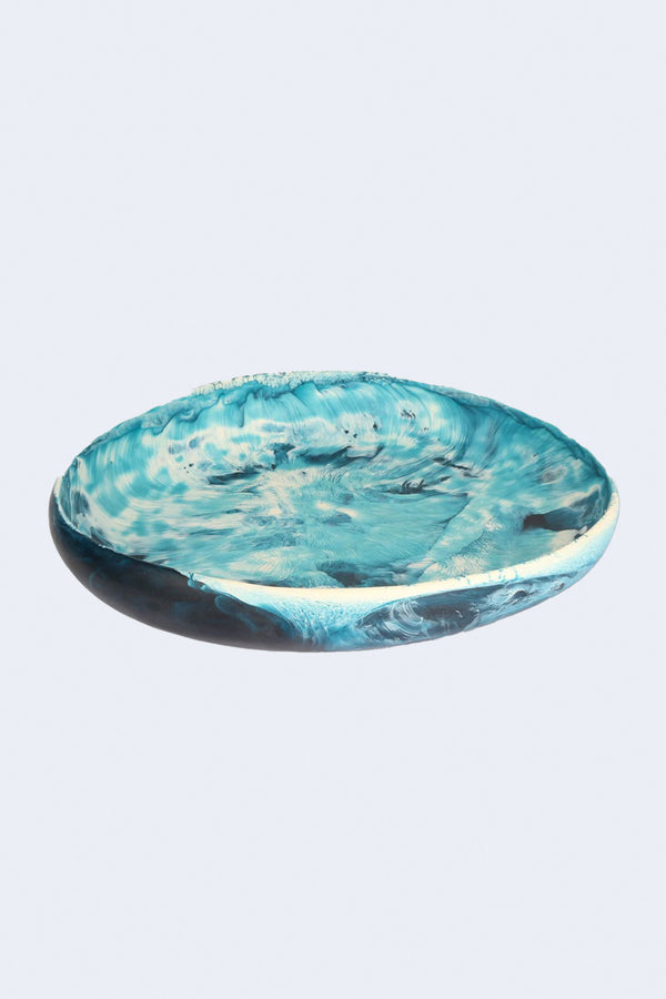 Large Earth Bowl in Moody Blue Swirl