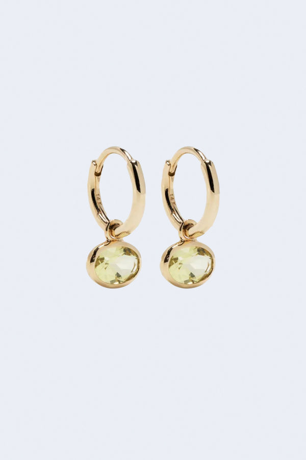 The Orbit 14K Hoops in Lemon Quartz