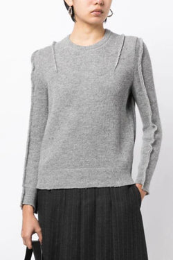 Flat Sleeve Crewneck Sweater in Heather Grey