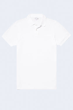 Short Sleeve Pique Polo Shirt in White