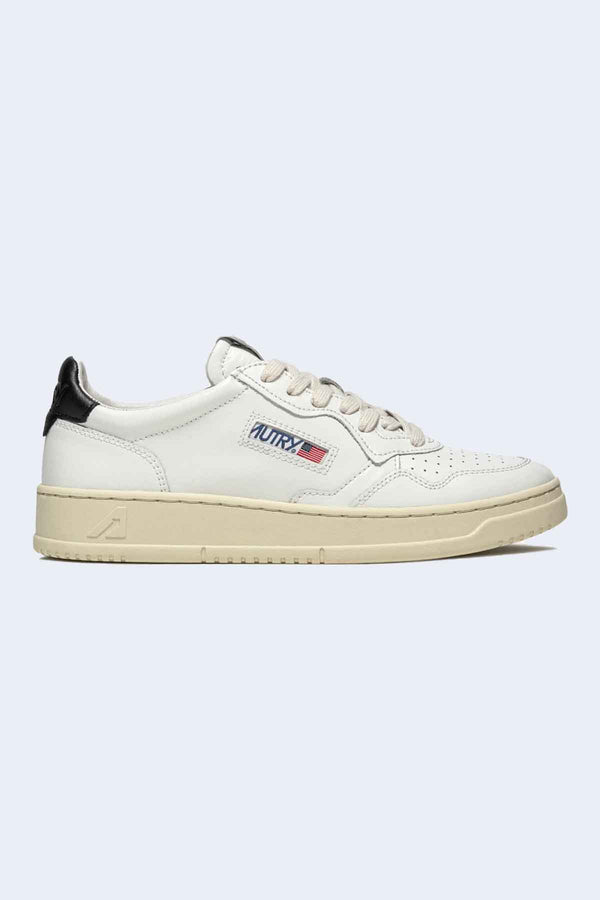 Men's Medalist Low Leather Suede Sneaker in White/Black