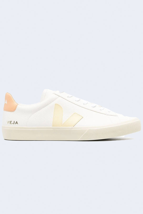 Women's Campo Chromefree Leather Sneaker in Extra-White/ Sun Peach