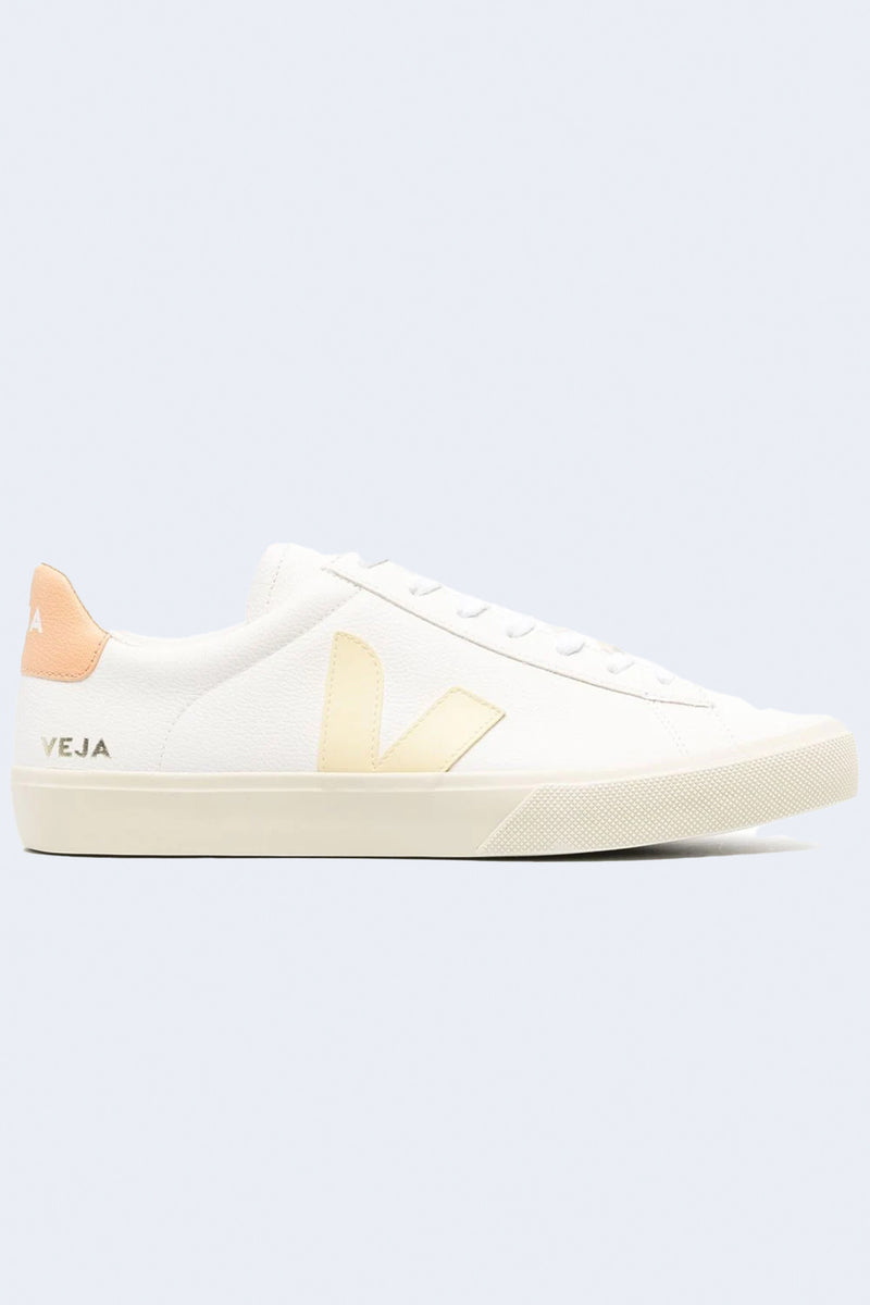 Women's Campo Chromefree Leather Sneaker in Extra-White/ Sun Peach