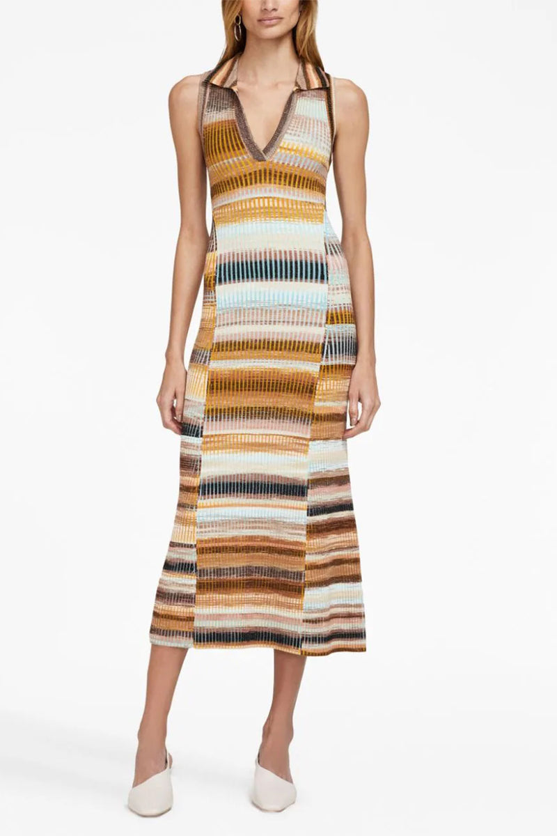 Emiliana Sleeveless Polo Midi Dress in Thorn Space Dye