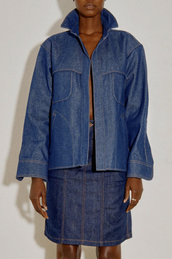 Denim Bobby Jacket in Blue